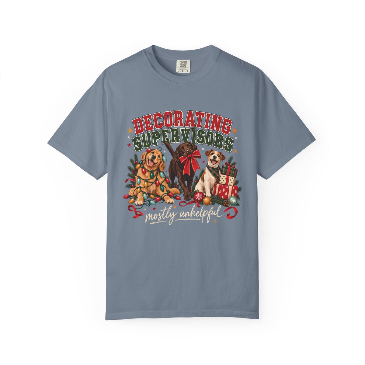 Decorating Supervisors Mostly Unhelpful T-Shirt – Funny Christmas Dog Tee