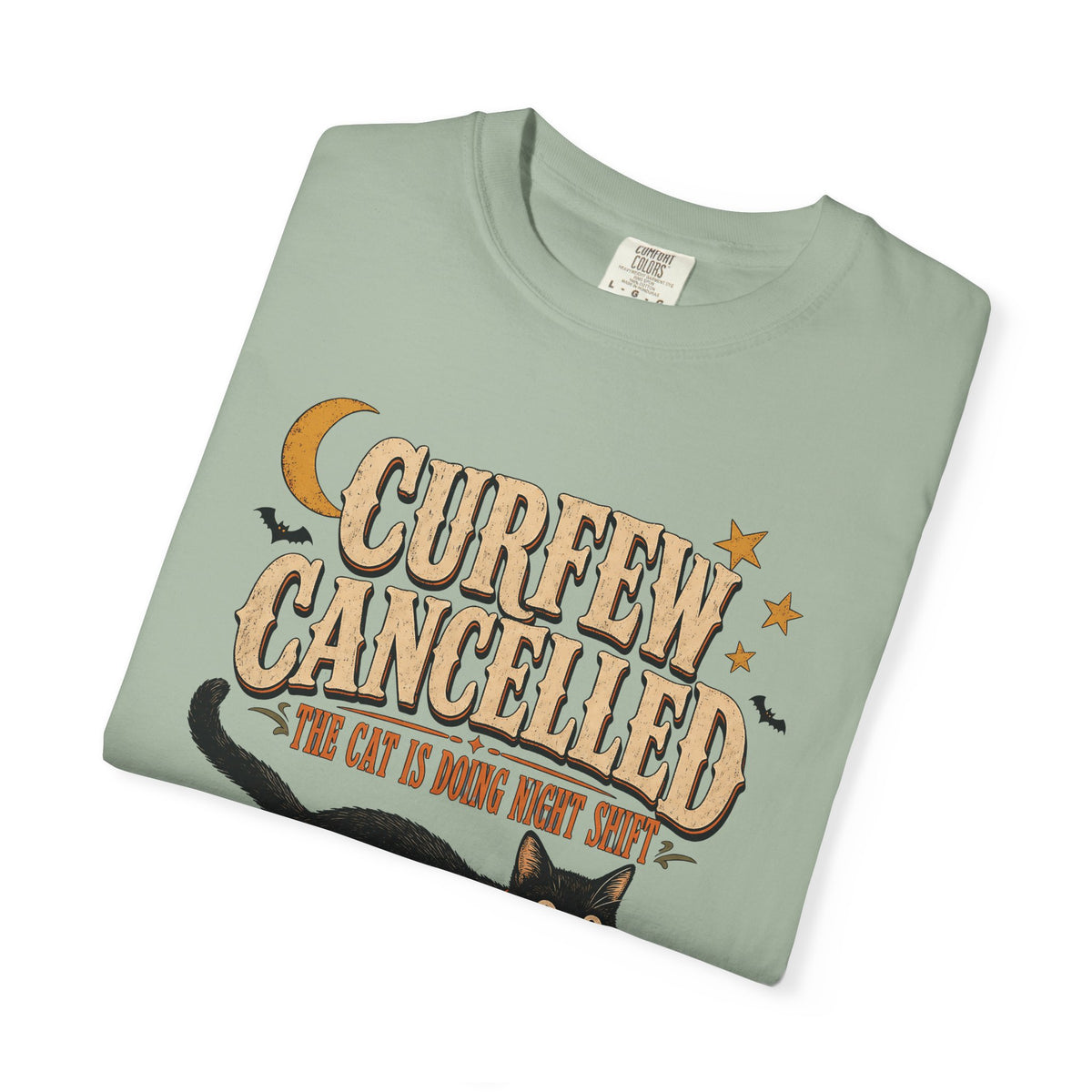 Curfew Cancelled Cat T-Shirt – Funny Halloween Cat Lover Tee