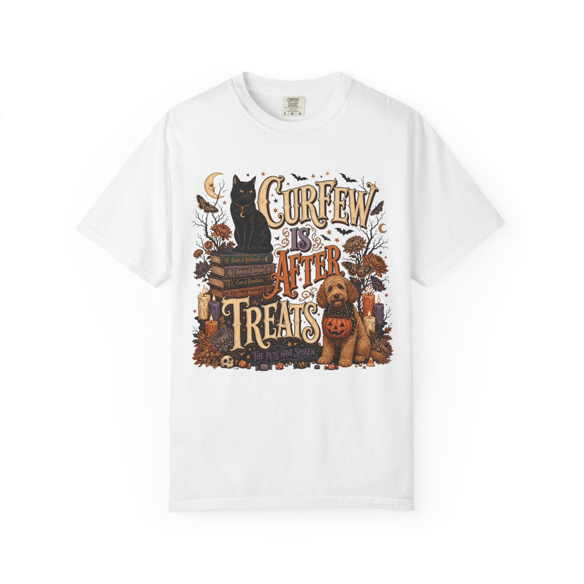 Curfew Is After Treats – Witchy Halloween Dog & Cat T-Shirt