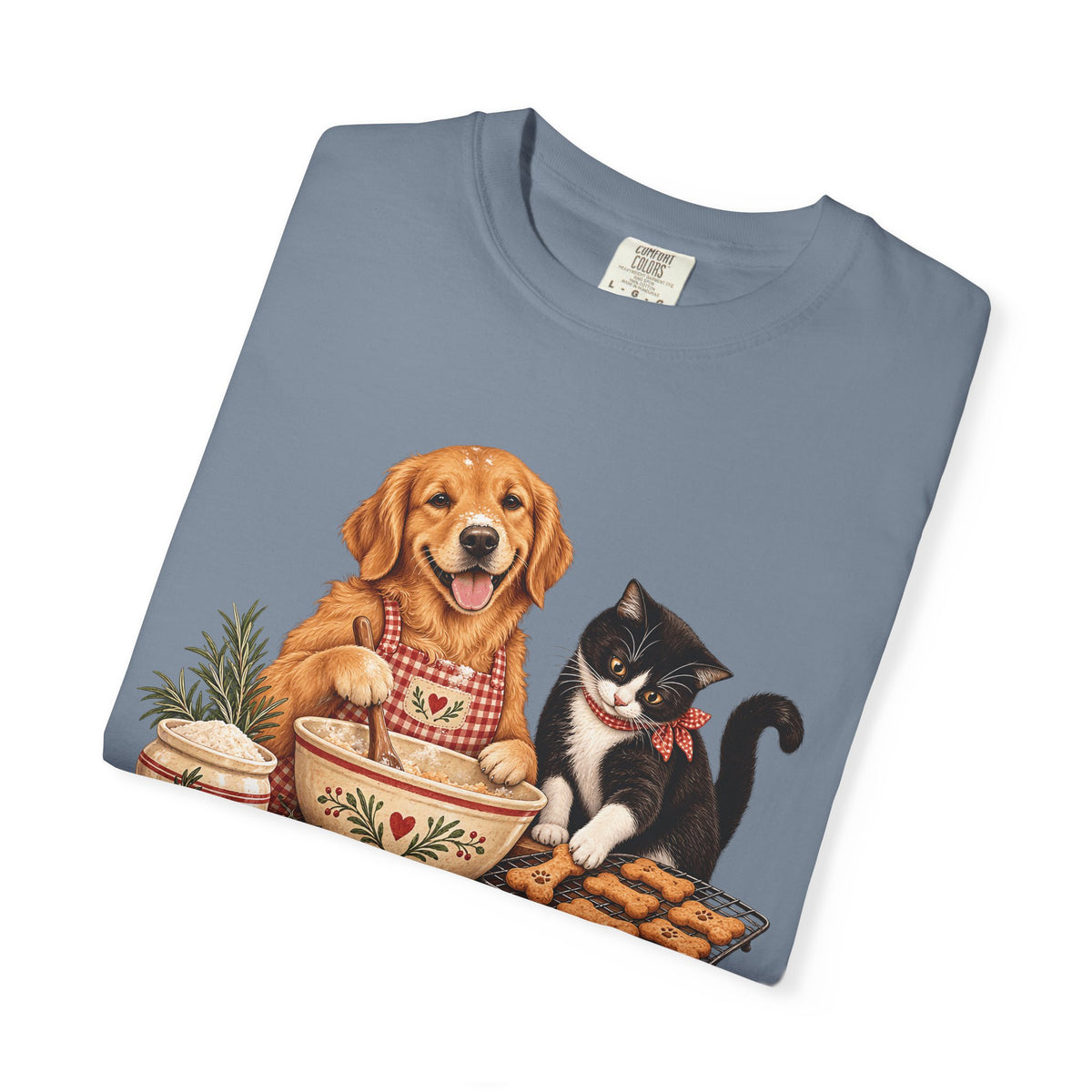 Dog & Cat Baking T-Shirt – Cozy Country Kitchen Pet Lover Tee