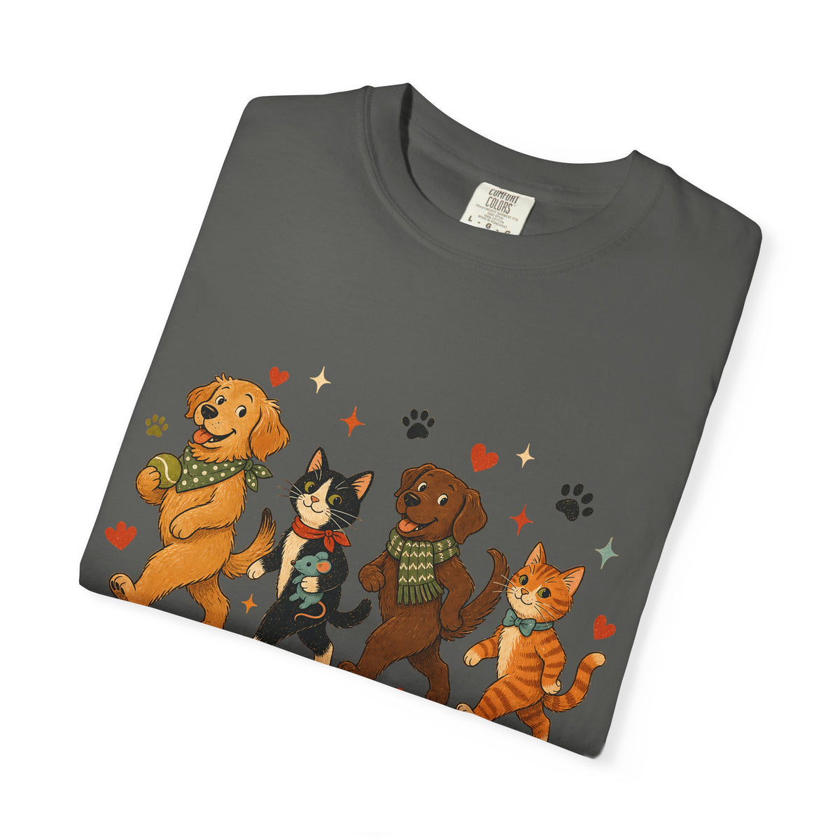 Dog and Cat Parade T-Shirt – Cute Multi-Pet Parent Graphic T-Shirt
