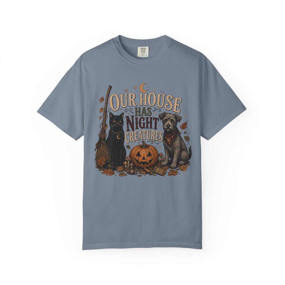 Our House Has Night Creatures T-Shirt – Funny Halloween Dog & Cat Shirt