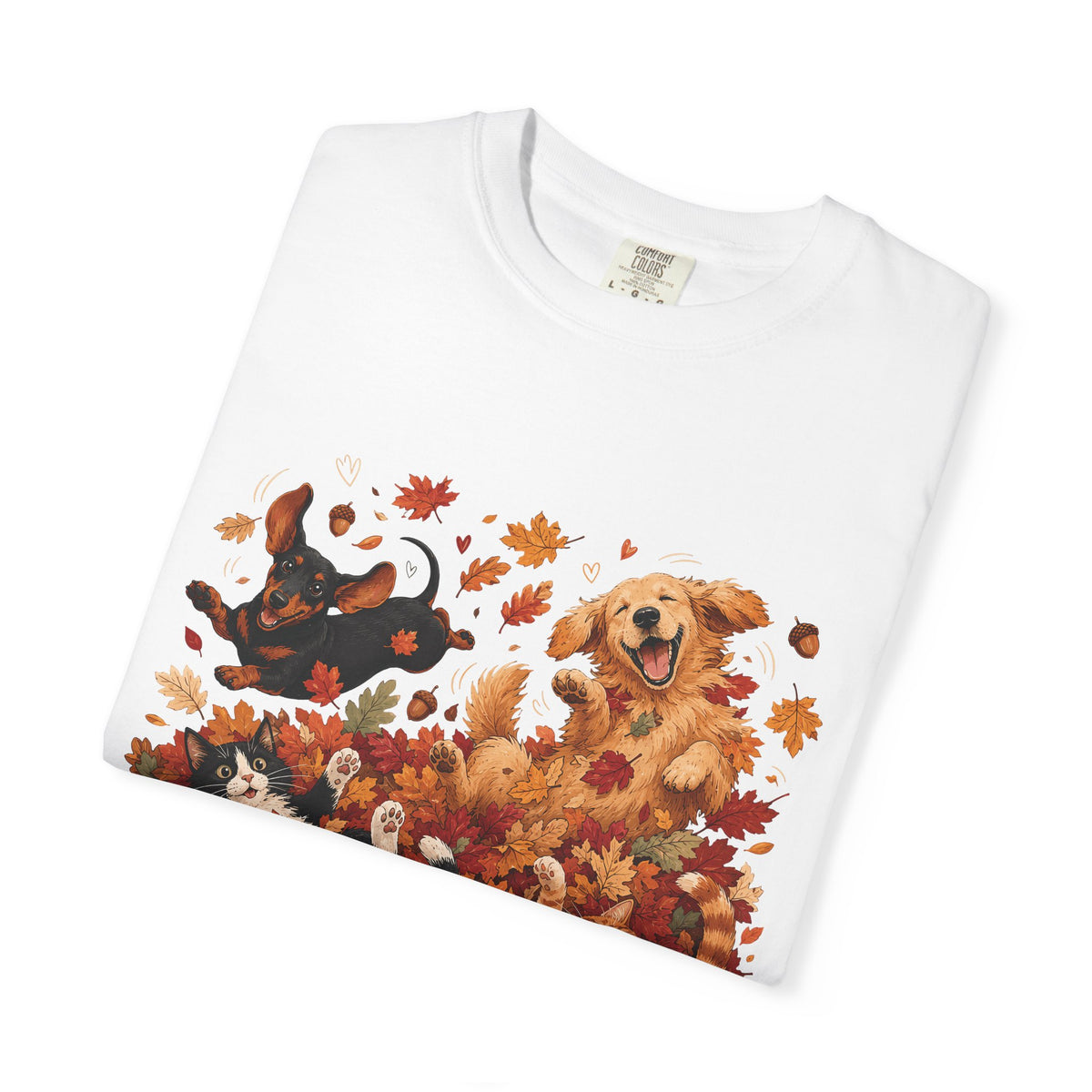 Autumn Leaves Dog & Cat T-Shirt – Cute Fall Pet Lover Graphic Tee