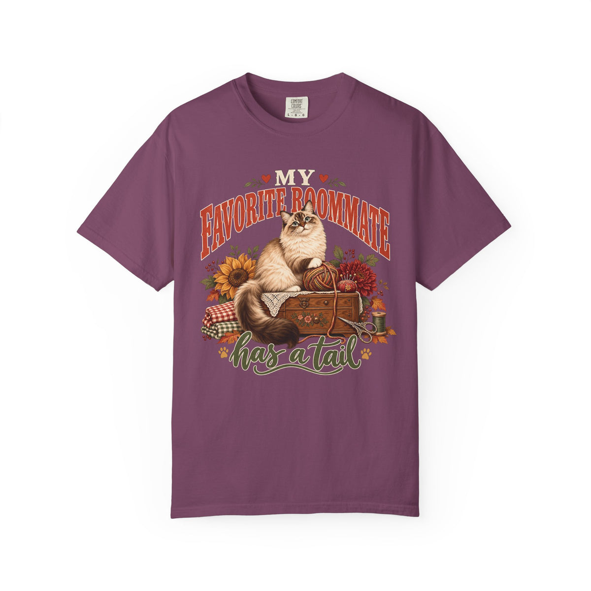 My Favorite Roommate Has a Tail T-Shirt – Cozy Cat Lover Tee