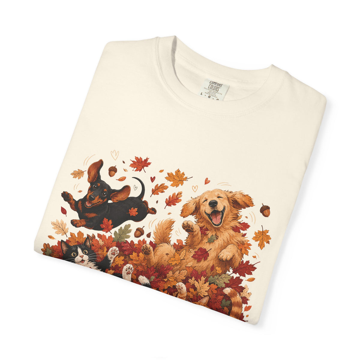 Autumn Leaves Dog & Cat T-Shirt – Cute Fall Pet Lover Graphic Tee