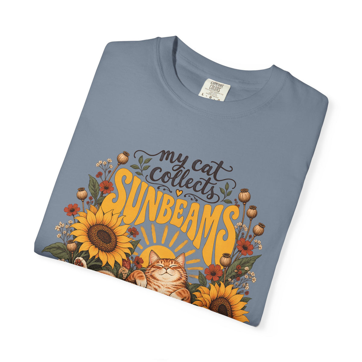 My Cat Collects Sunbeams T-Shirt – Sunflower Ginger Cat Lover Tee