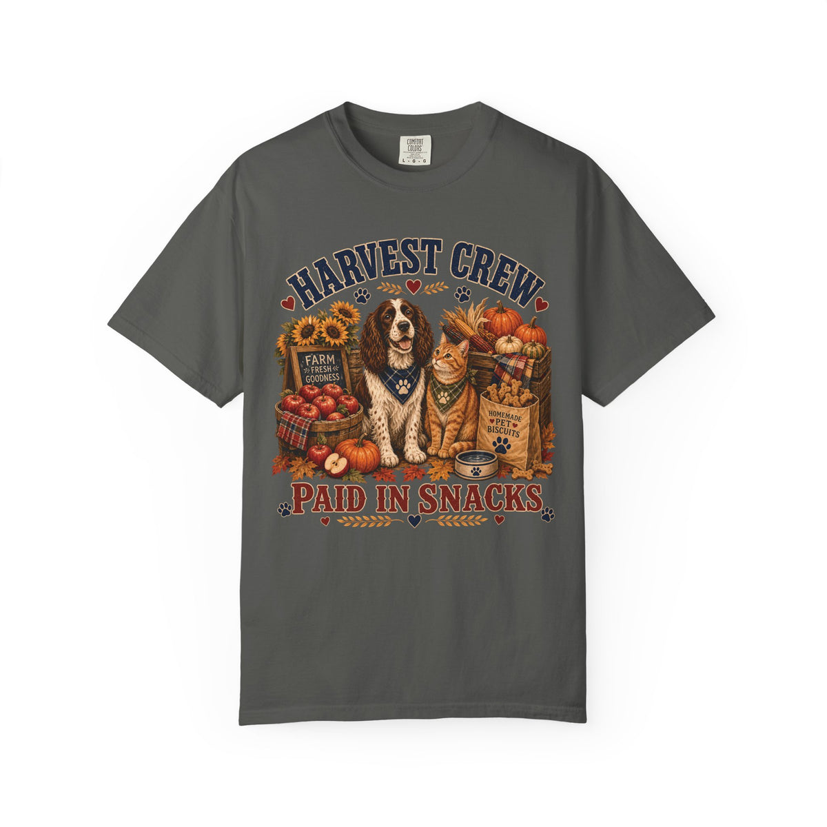 Harvest Crew – Paid in Snacks, Funny Fall Dog & Cat T-Shirt