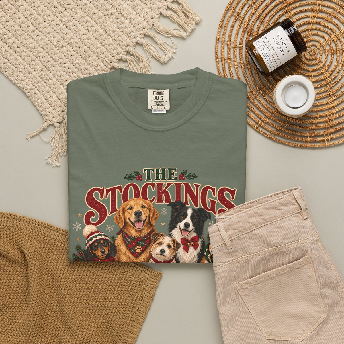 The Stockings Have Paw Prints T-Shirt – Christmas Dog Lover Tee