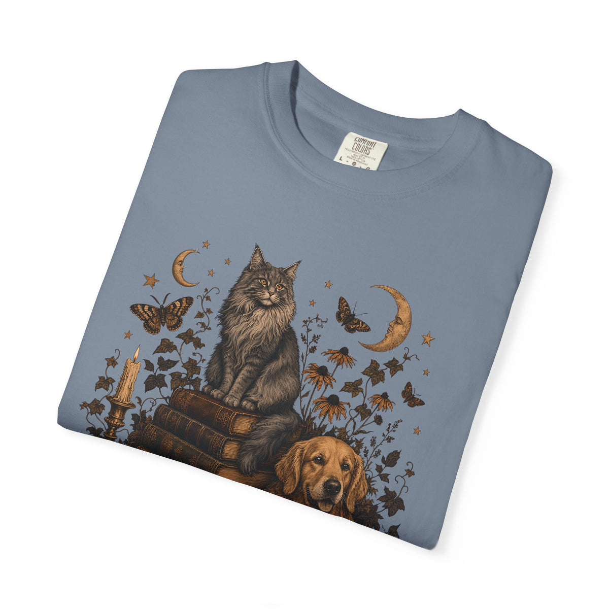 Cozy Autumn Dog & Cat T-Shirt – Dark Academia Pet Lover Tee