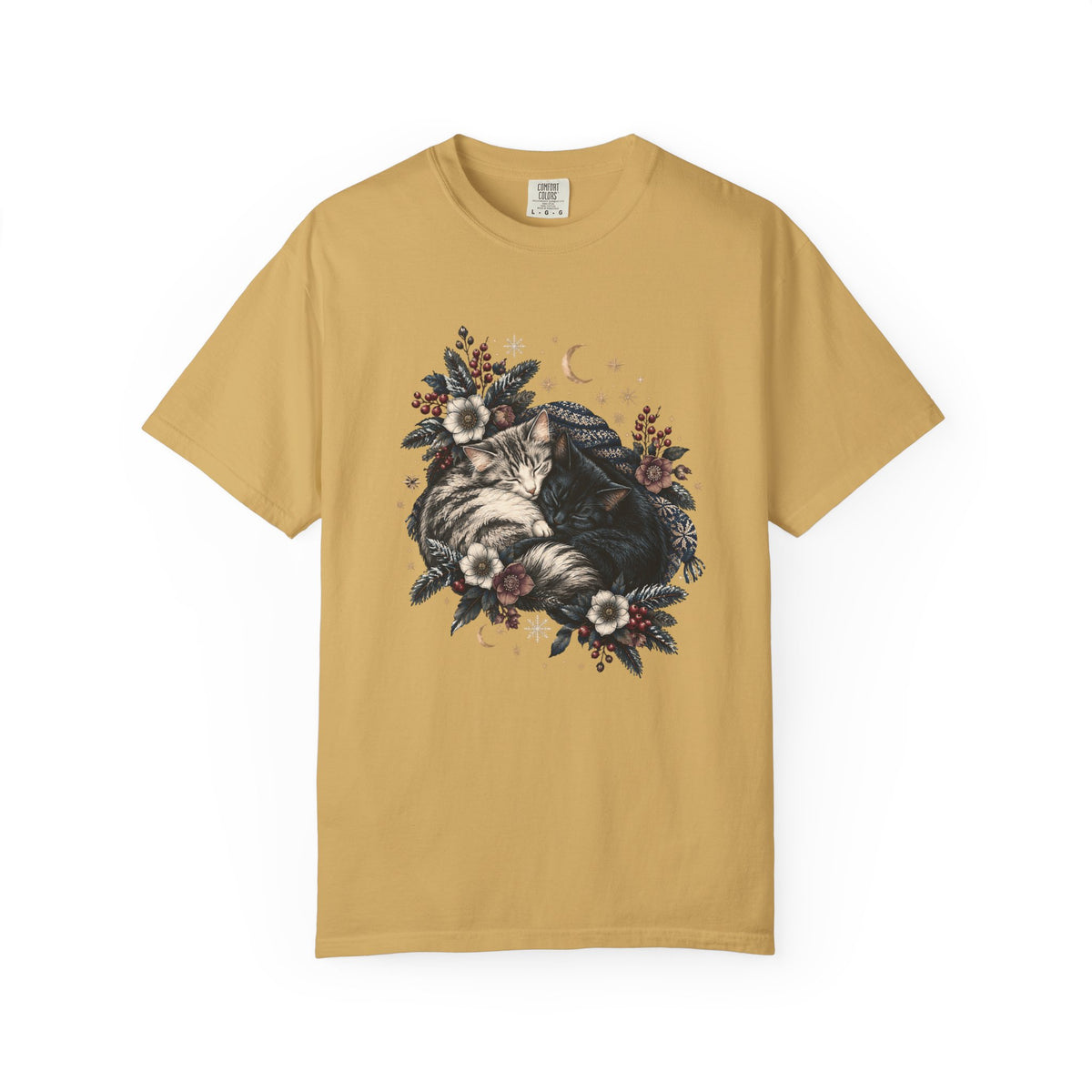 Sleeping Cats Winter T-Shirt – Celestial Cozy Cat Lover Tee