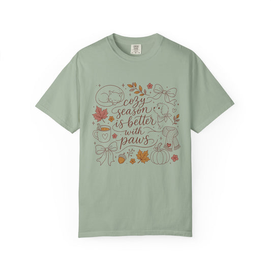 Cozy Season Is Better With Paws T-Shirt – Fall Pet Lover Dog & Cat T-Shirt