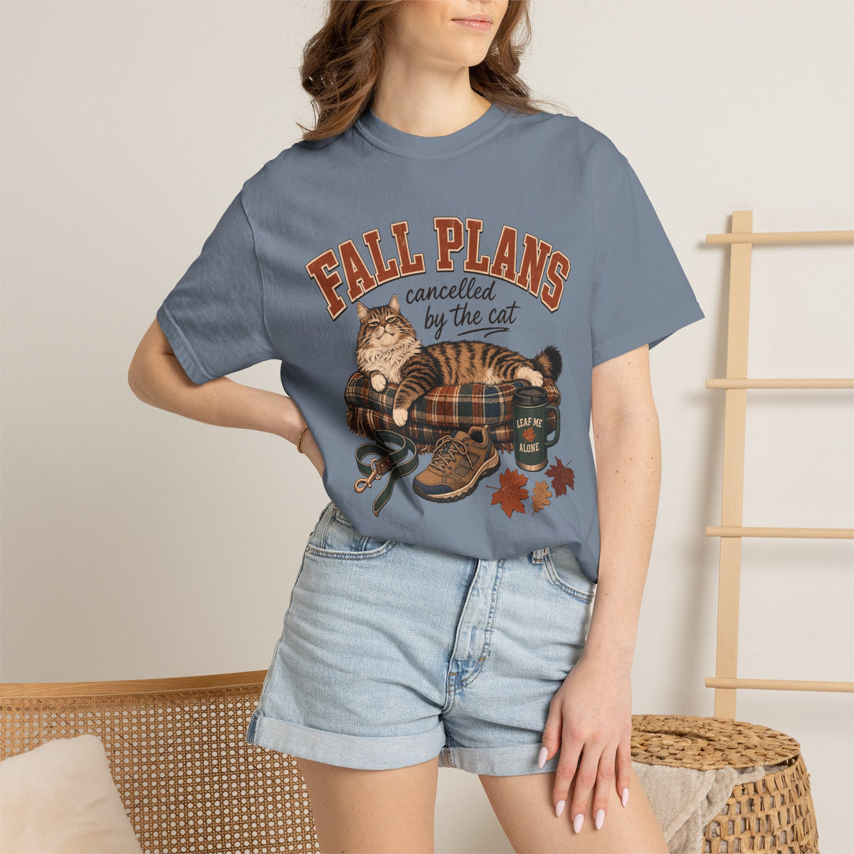 Fall Plans Cancelled By The Cat T-Shirt – Funny Autumn Cat Mom Tee