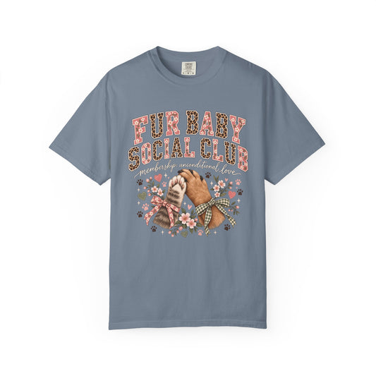 Fur Baby Social Club T-Shirt – Retro Floral Dog & Cat Lover Tee