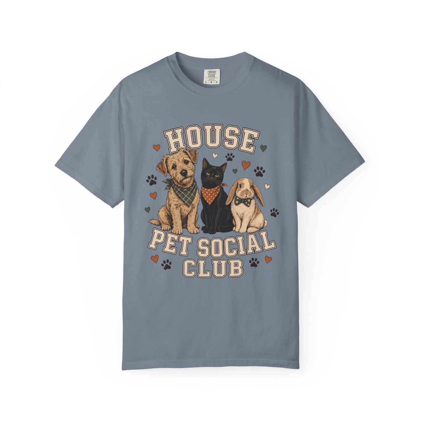"House Pet Social Club" Varsity-Style Dog, Cat & Bunny T-Shirt