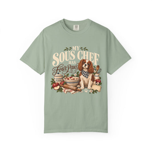 My Sous Chef Has Four Paws T-Shirt – Funny Dog Mom Baking Tee