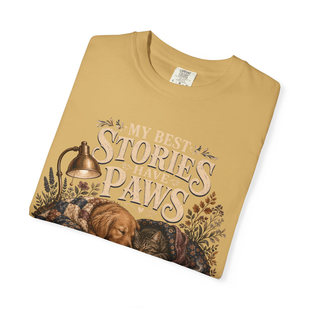 My Best Stories Have Paws – Book Lover Dog & Cat T-Shirt