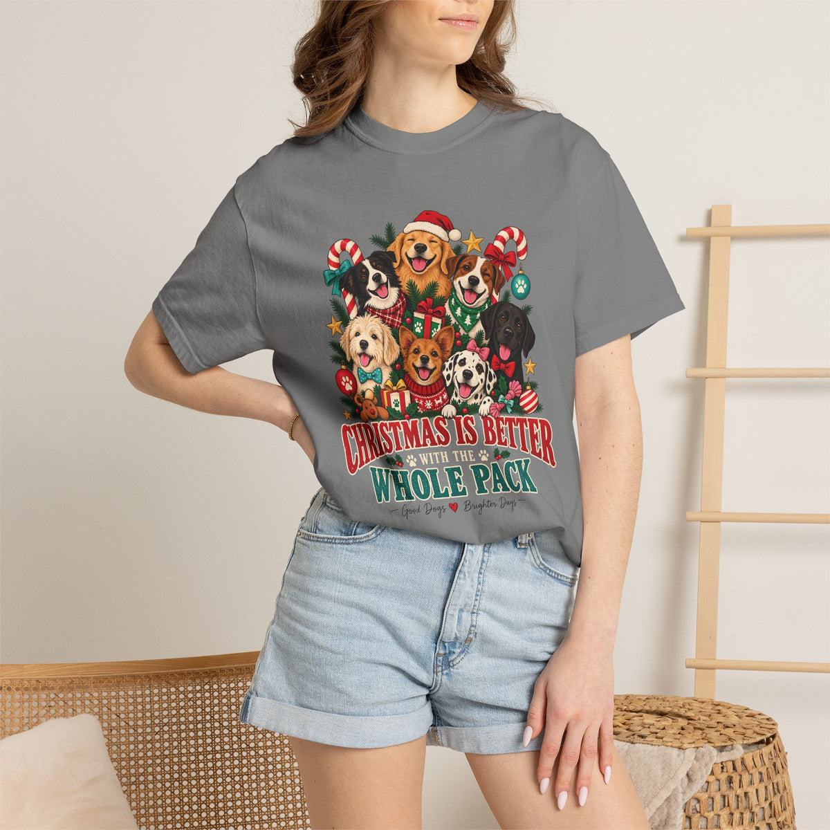 Christmas Is Better With the Whole Pack T-Shirt – Multi-Dog Christmas Tee