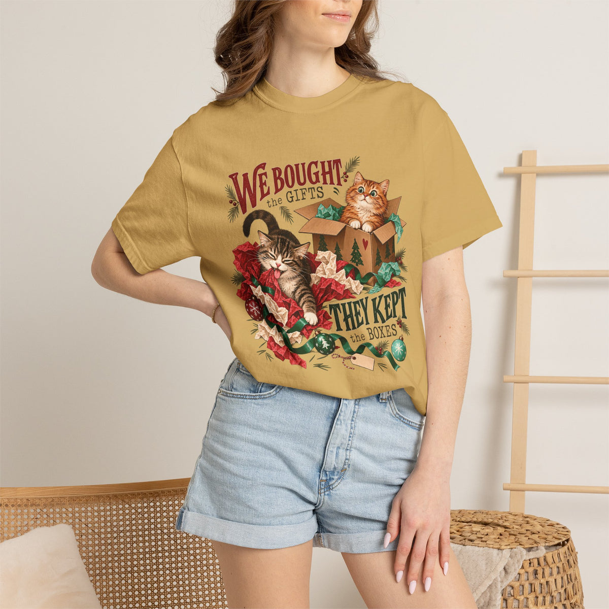 We Bought the Gifts They Kept the Boxes T-Shirt – Funny Christmas Cat Tee