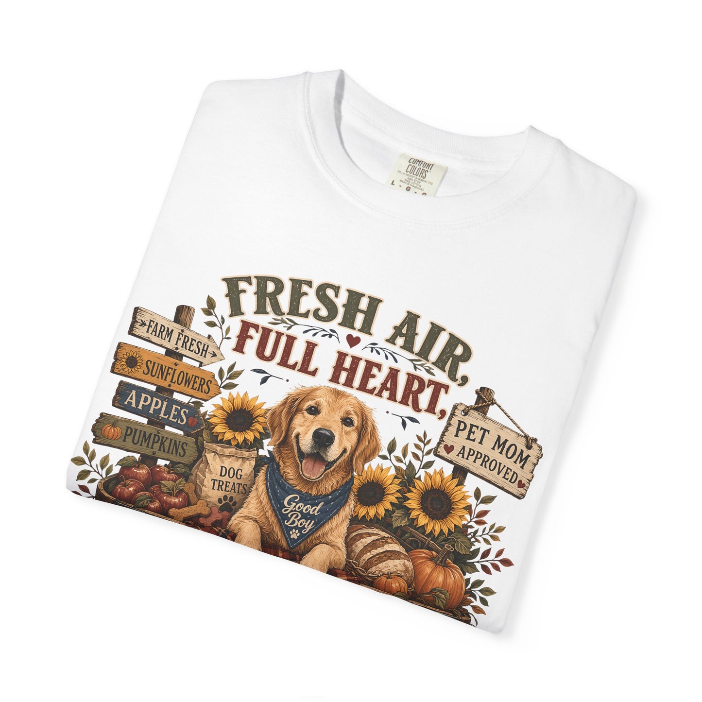 Fresh Air Full Heart Happy Dog — Cute Pet Lover T-Shirt