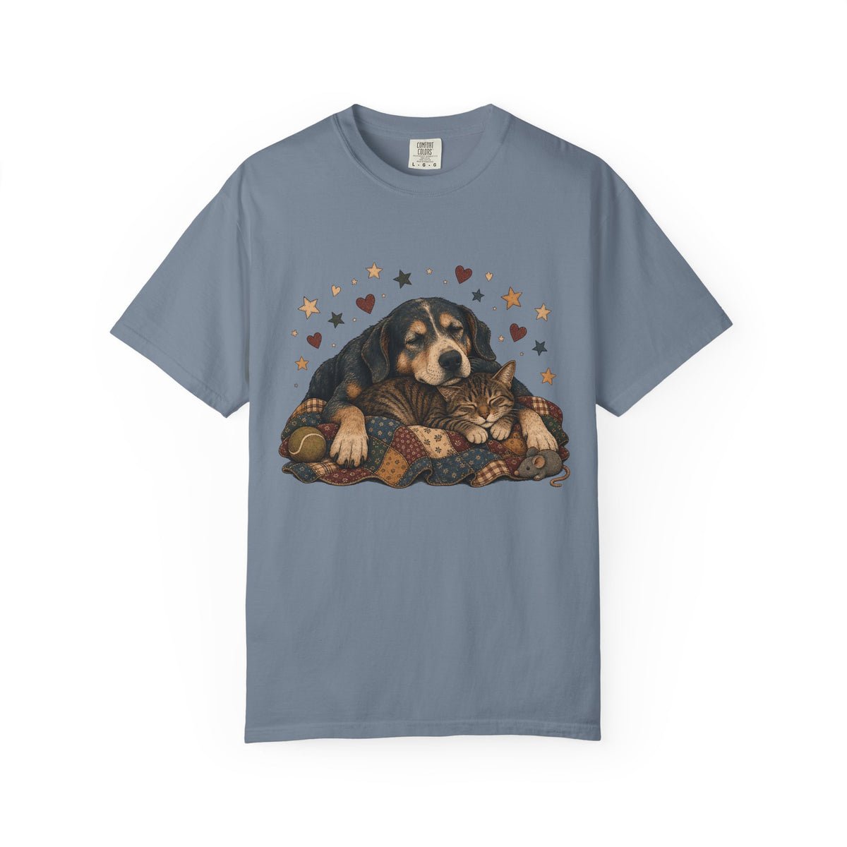 Sleeping Dog and Cat Cuddle T-Shirt – Cozy Pet Best Friends Tee