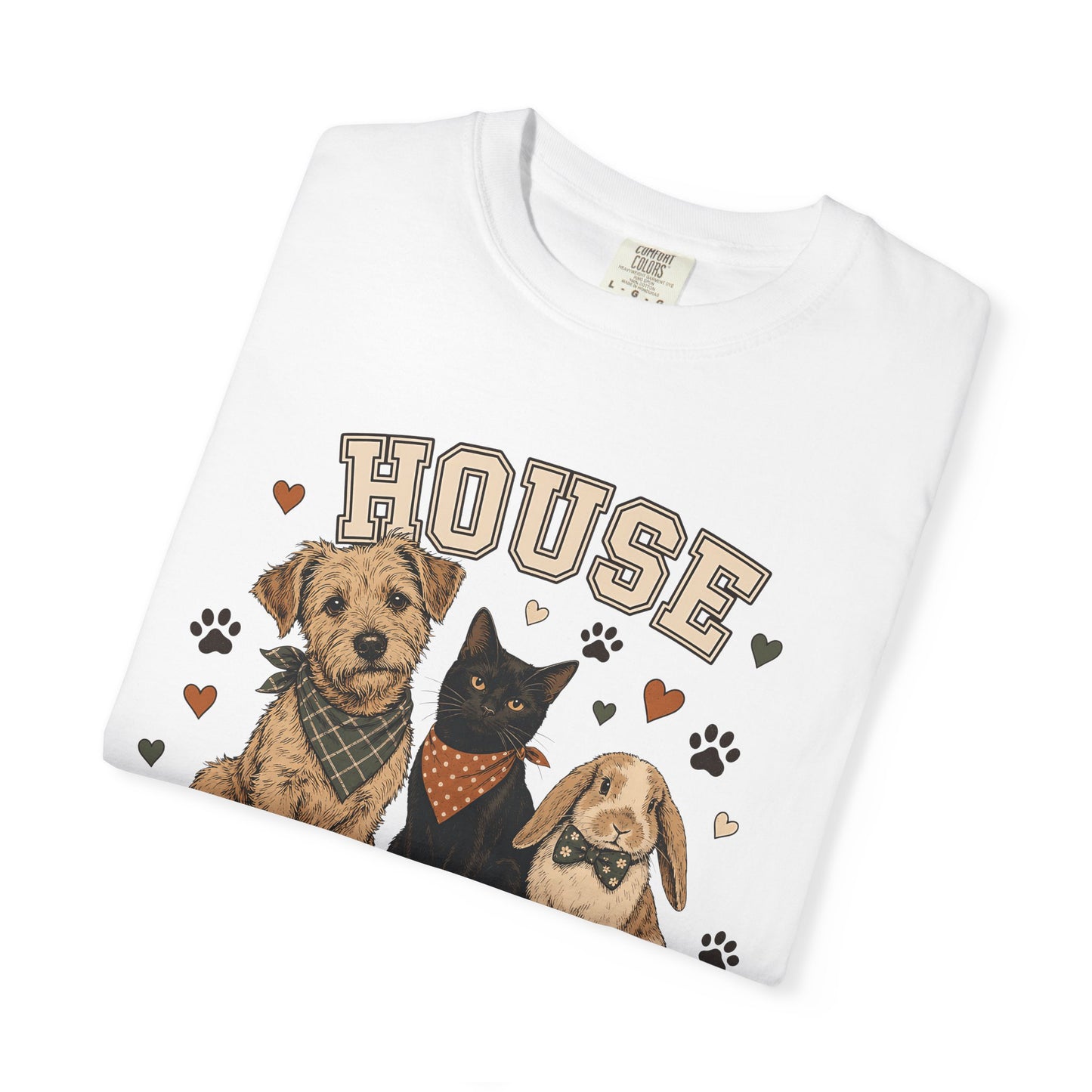 "House Pet Social Club" Varsity-Style Dog, Cat & Bunny T-Shirt