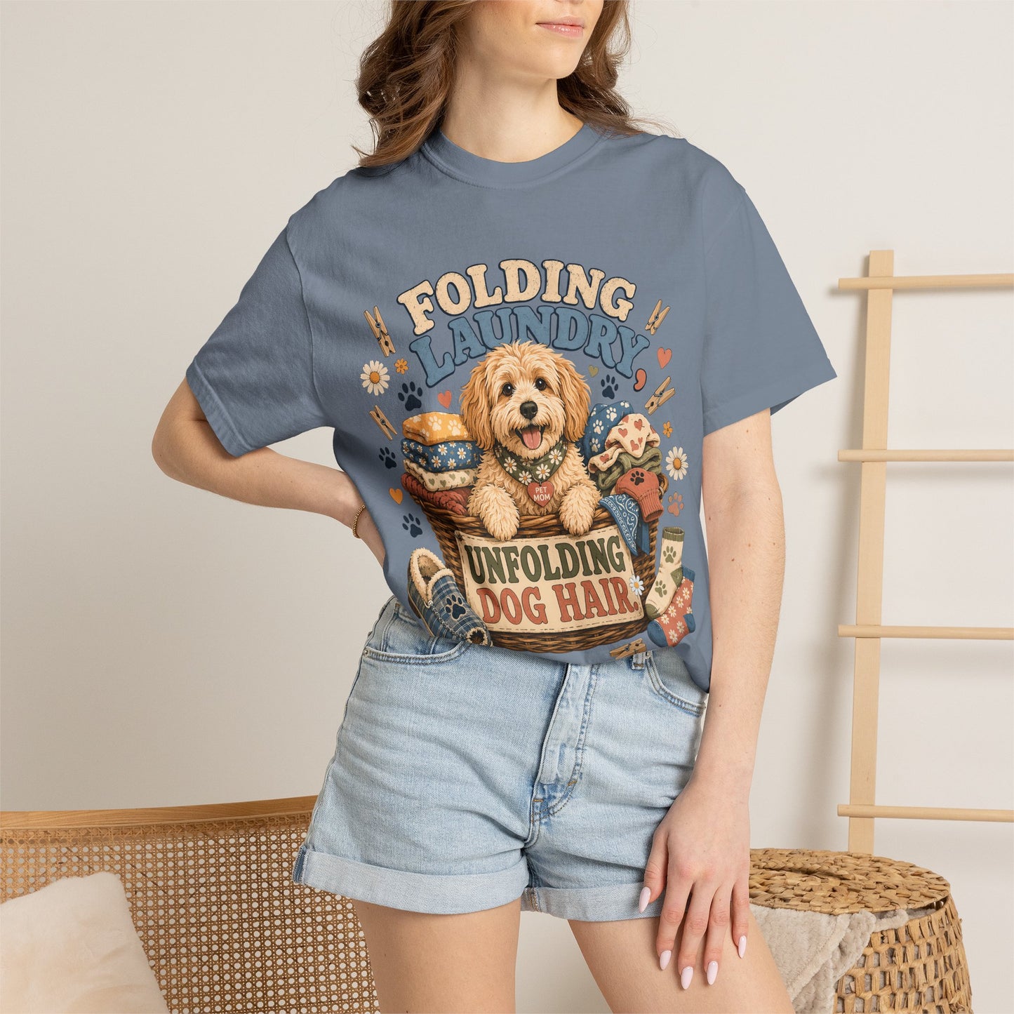 Folding Laundry Unfolding Dog Hair — Cute Pet Lover T-Shirt