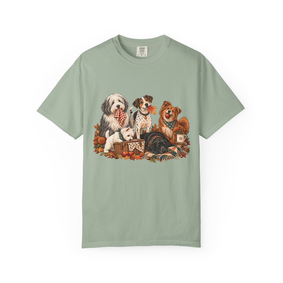 Autumn Dog Family T-Shirt – Vintage Fall Five Dogs Tee
