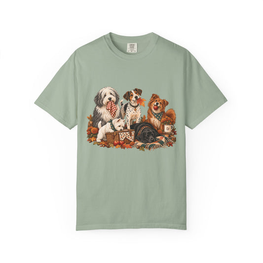 Autumn Dog Family T-Shirt – Vintage Fall Five Dogs Tee