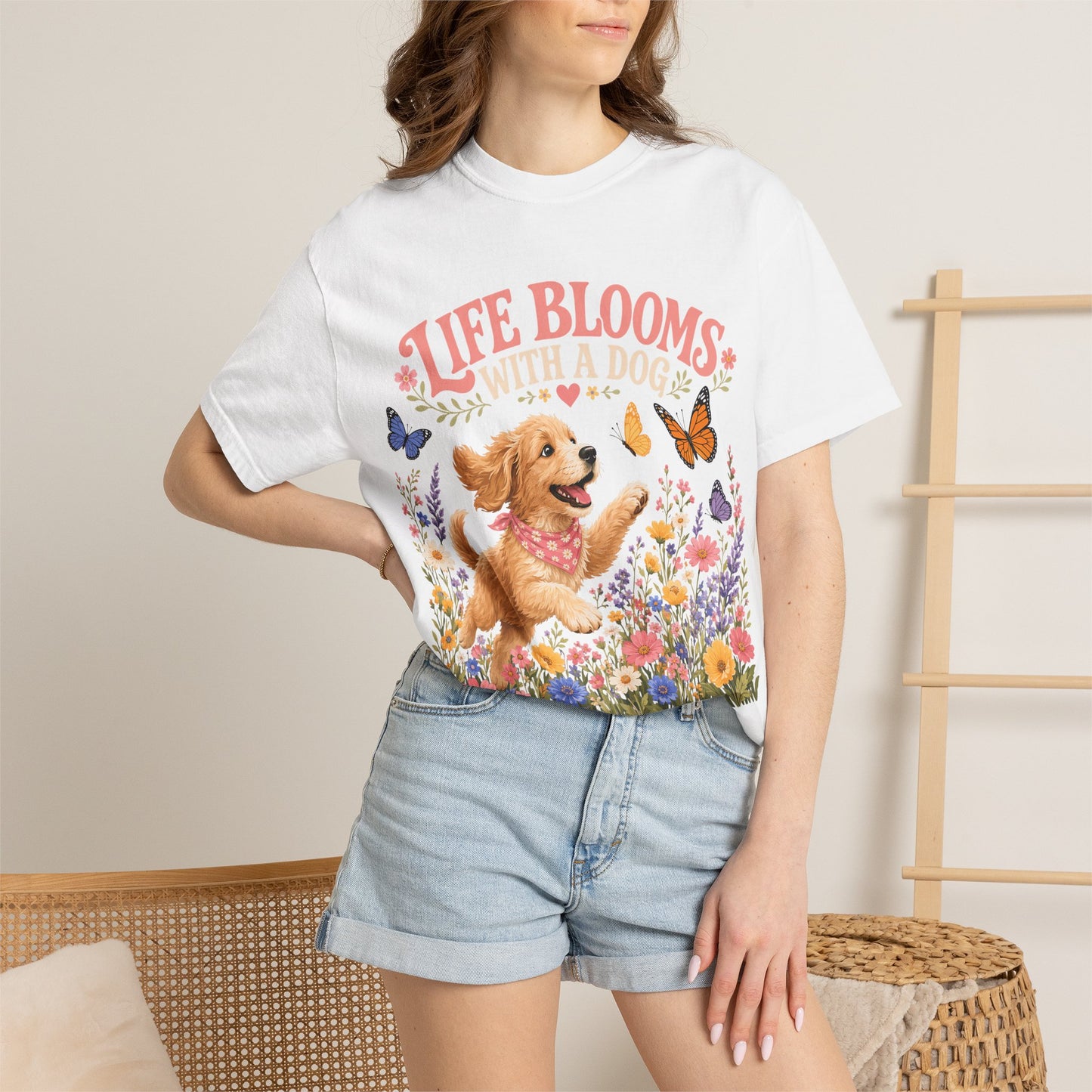 Life Blooms With a Dog — Cute Pet Lover T-Shirt