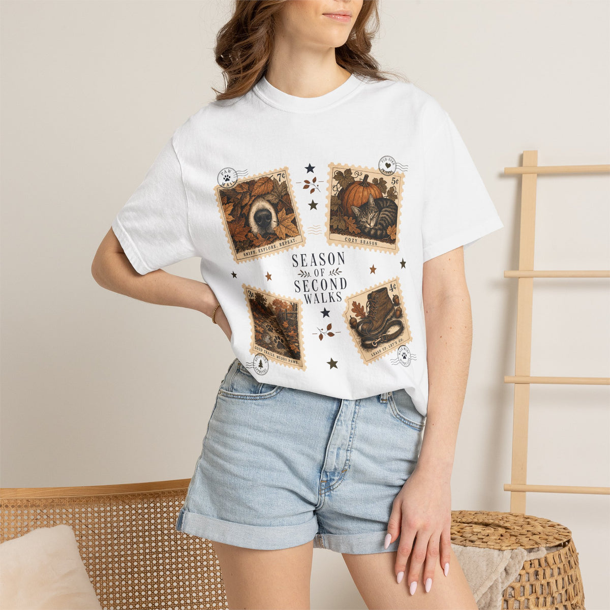 Season of Second Walks T-Shirt – Vintage Fall Dog Walking Pet Parent Tee