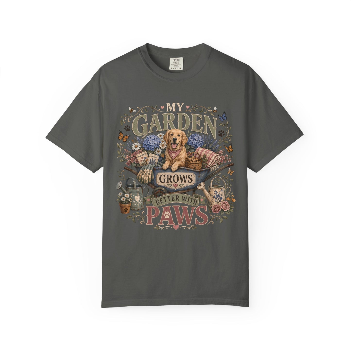 My Garden Grows Better with Paws" Dog & Gardening T-Shirt