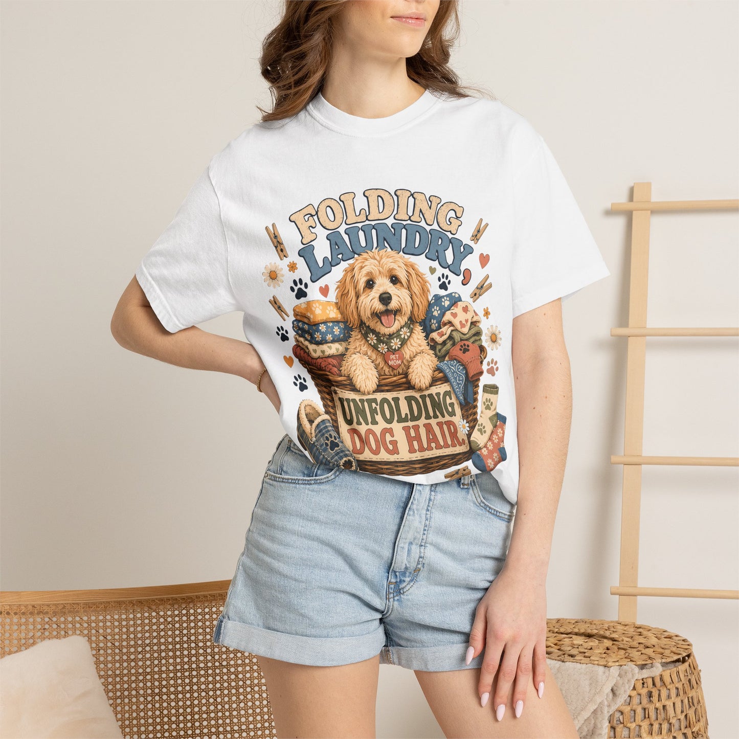 Folding Laundry Unfolding Dog Hair — Cute Pet Lover T-Shirt