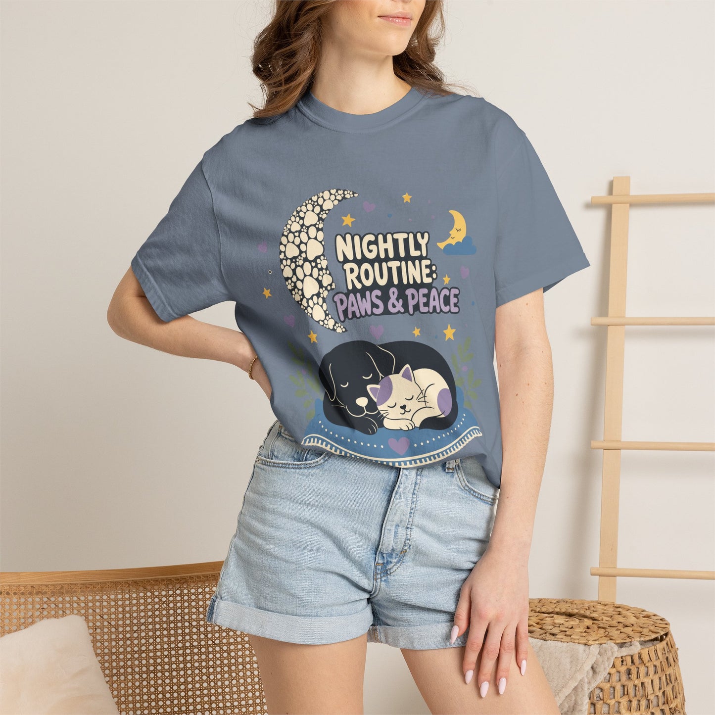 Nightly Routine Paws and Peace — Cute Pet Lover T-Shirt