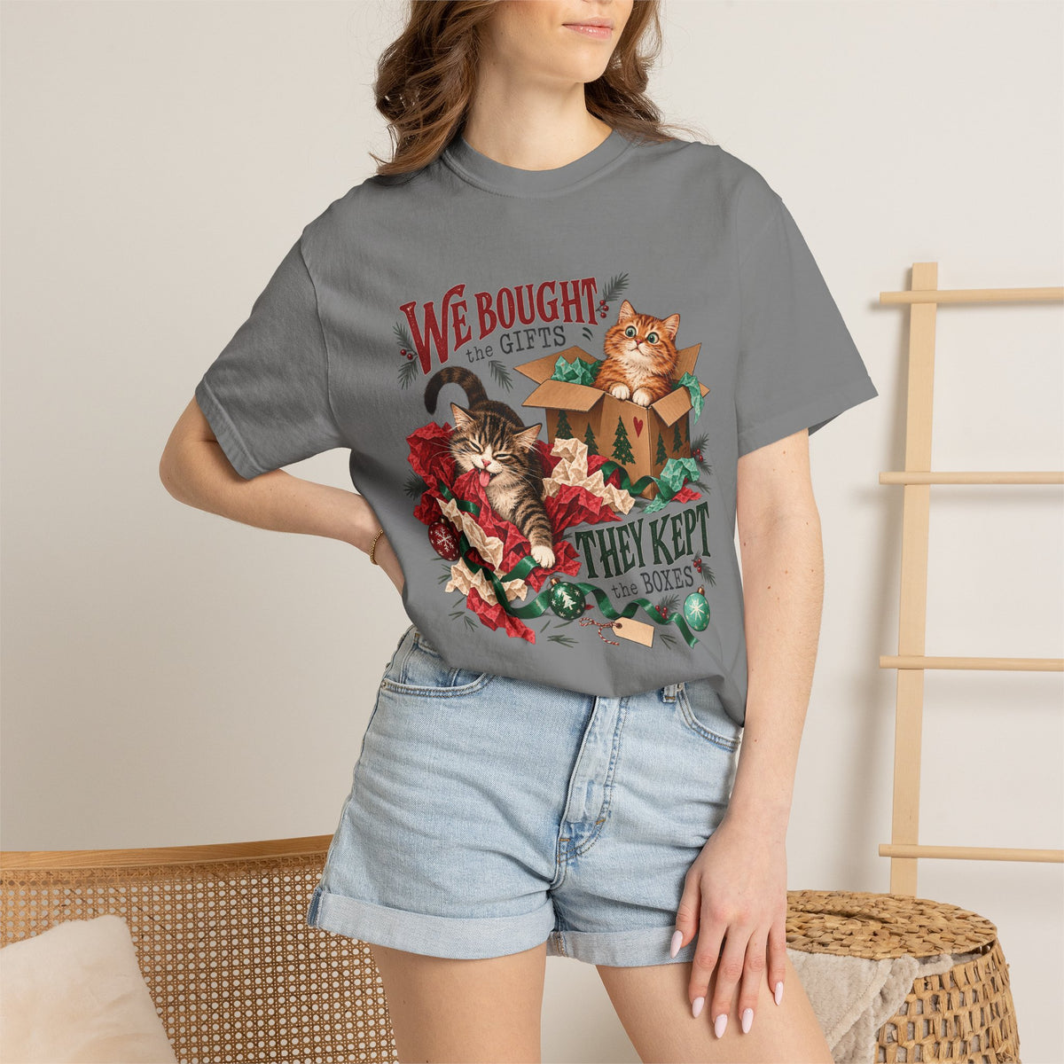 We Bought the Gifts They Kept the Boxes T-Shirt – Funny Christmas Cat Tee