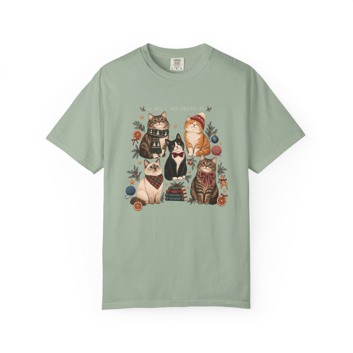 The House Is Their Christmas Tree T-Shirt – Multi-Cat Christmas Tee