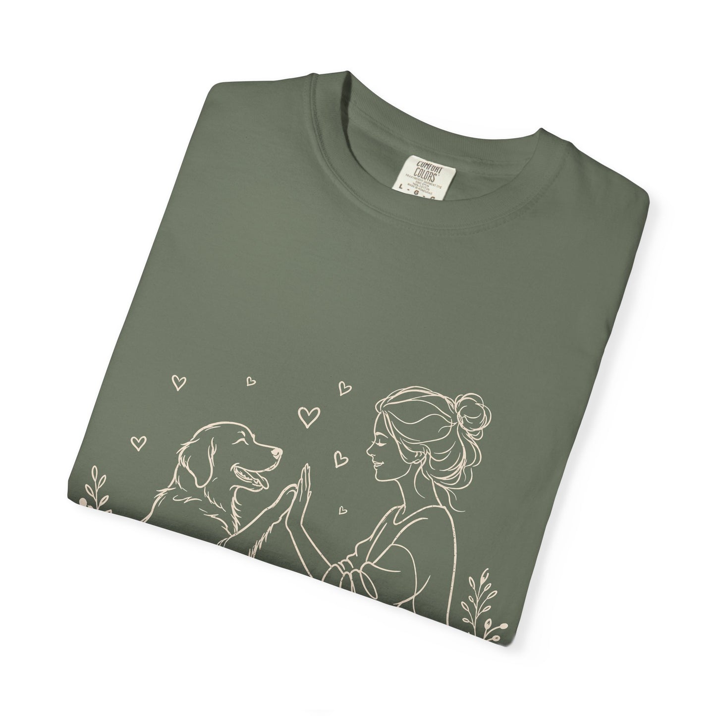 Minimalist Woman and Dog High Five - Cute Pet Lover T-Shirt