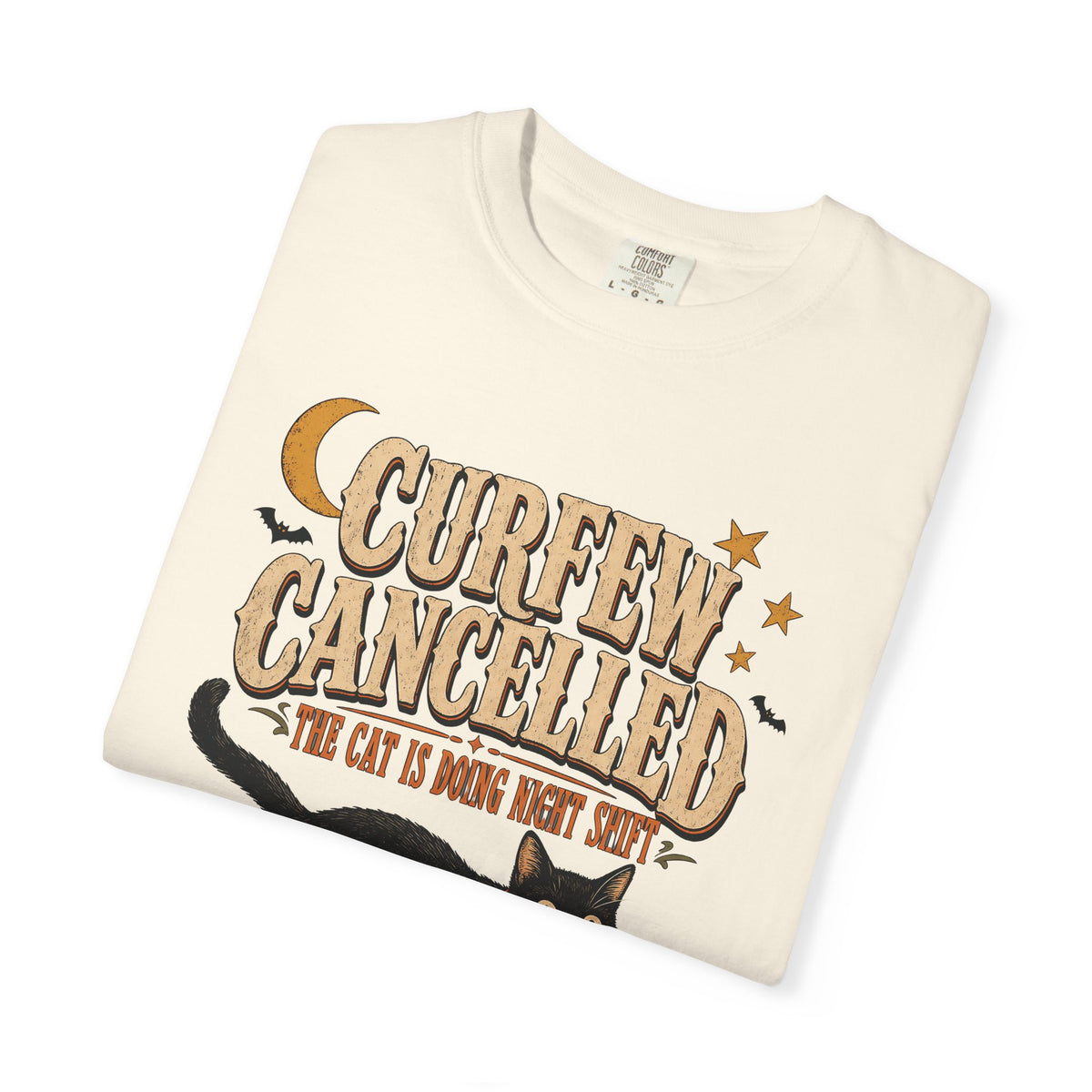 Curfew Cancelled Cat T-Shirt – Funny Halloween Cat Lover Tee