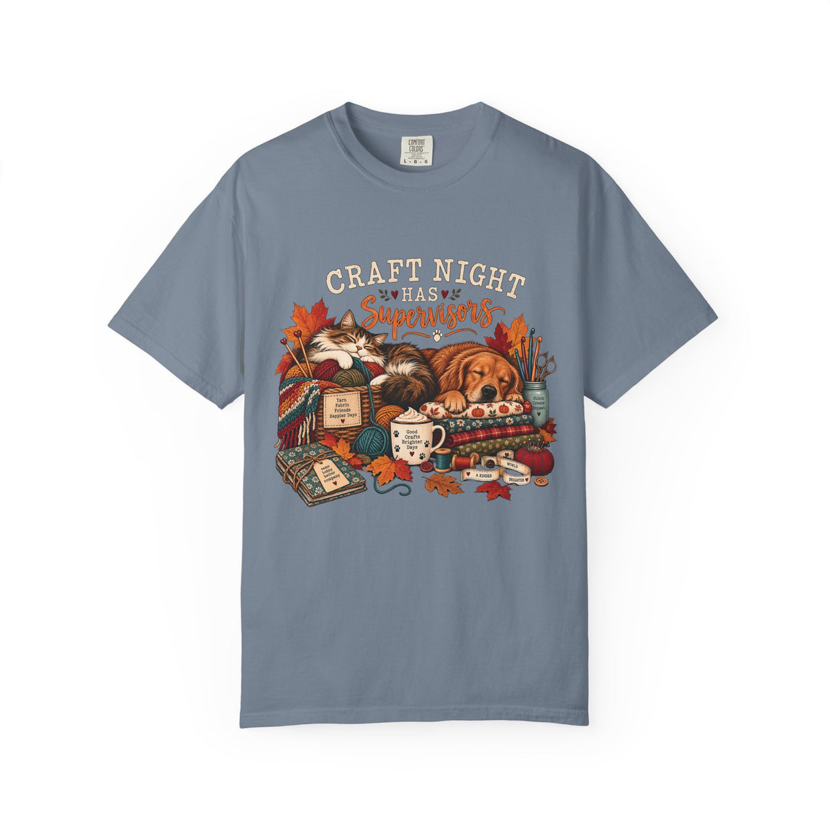 Craft Night Has Supervisors T-Shirt – Funny Dog & Cat Crafter Tee