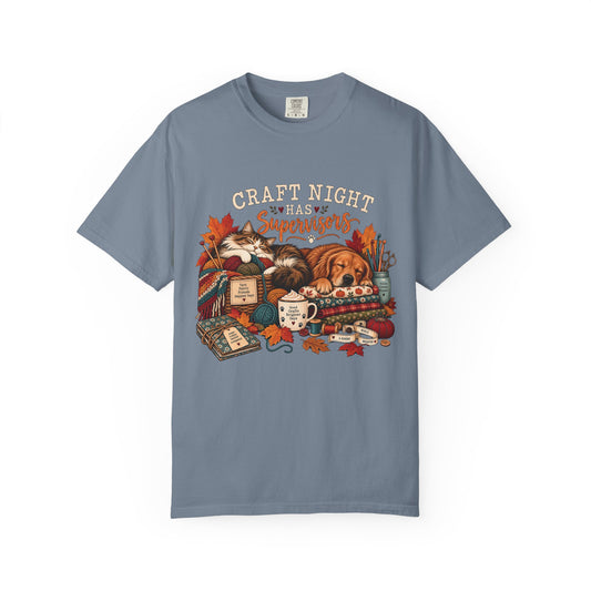 Craft Night Has Supervisors T-Shirt – Funny Dog & Cat Crafter Tee