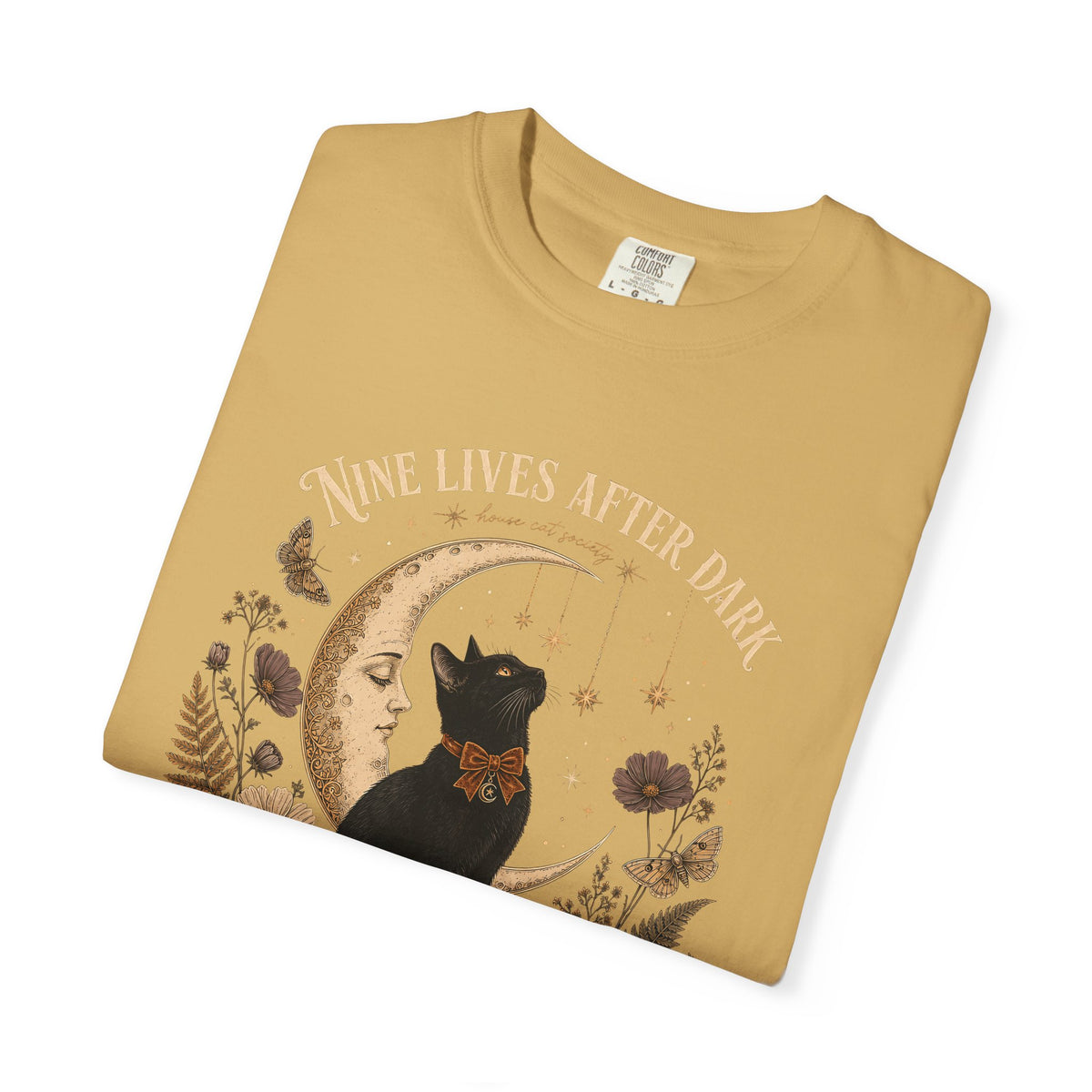 Nine Lives After Dark T-Shirt – Black Cat Celestial Moon Graphic Tee
