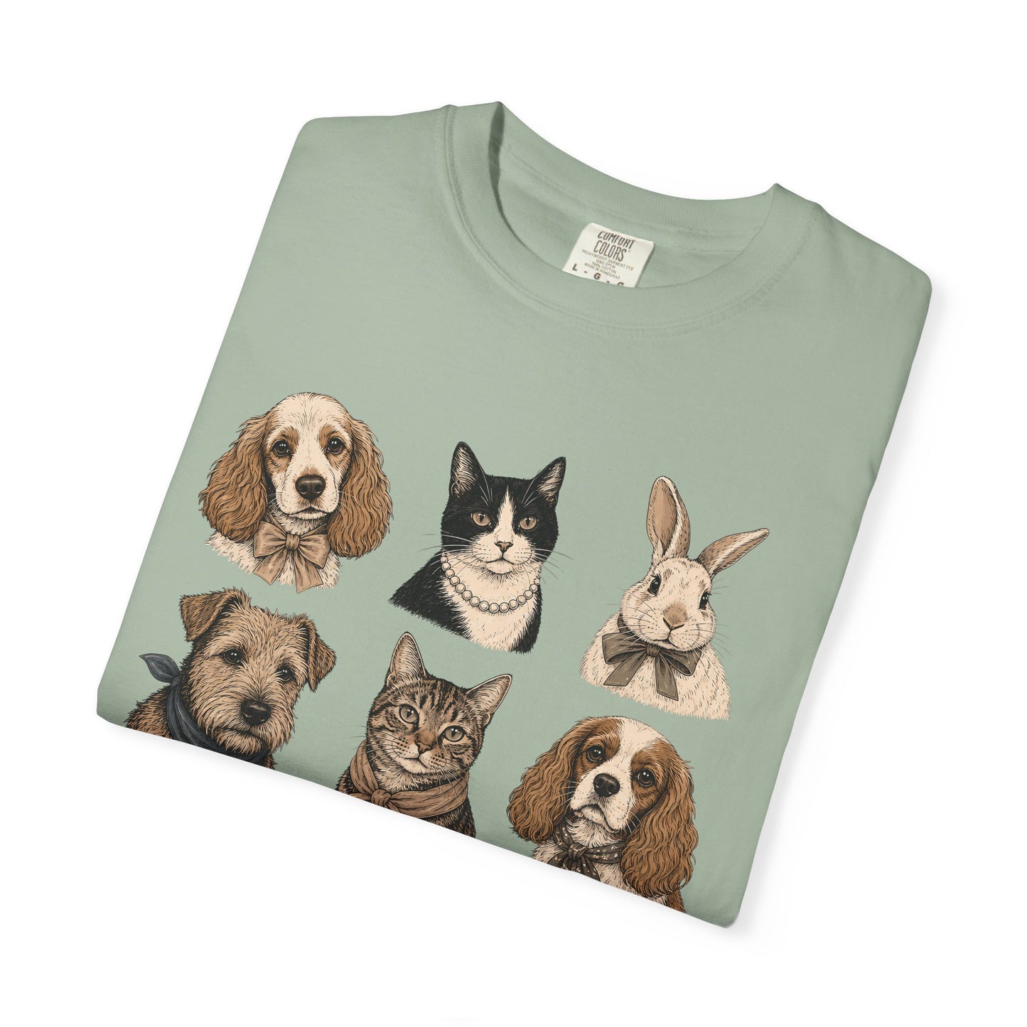 Dapper Pets Portrait Collection T-Shirt – Dogs, Cats & Bunny in Bow Ties & Bandanas