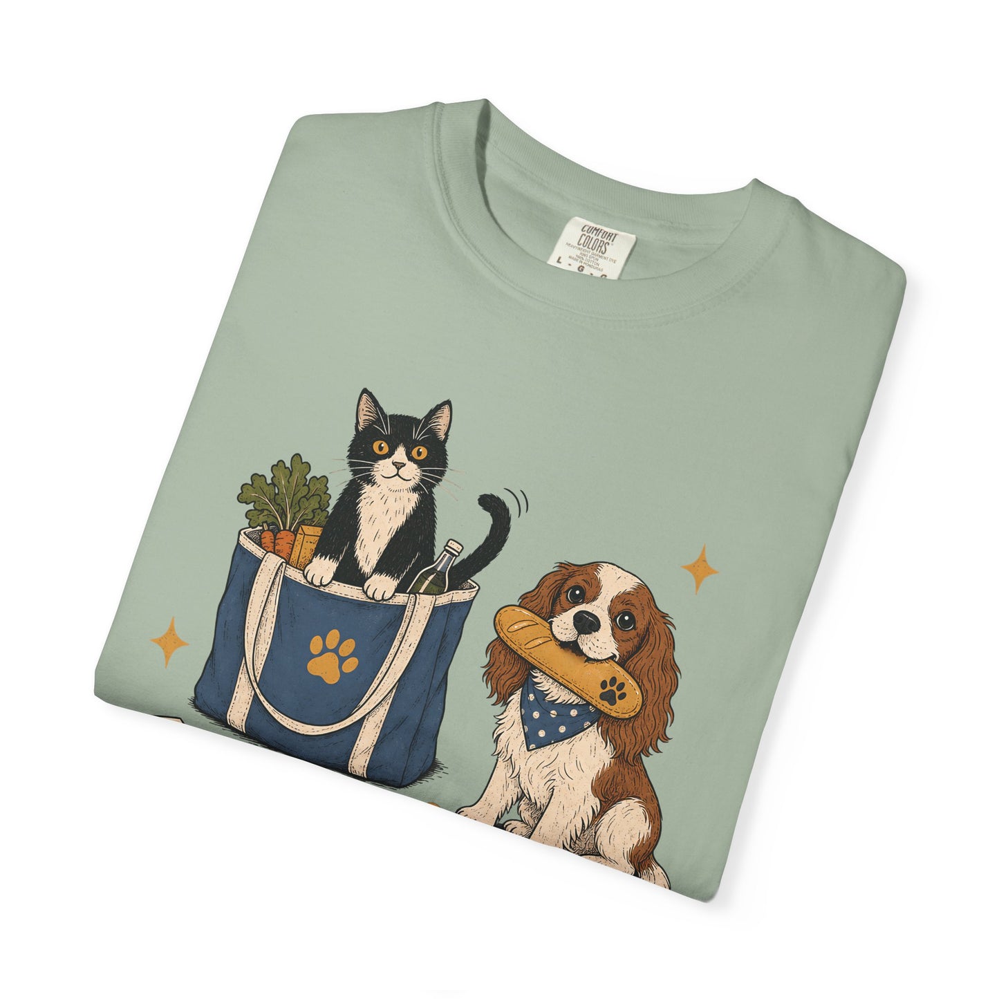 "Errands With Supervision" Funny Grocery Shopping Cat & Dog T-Shirt