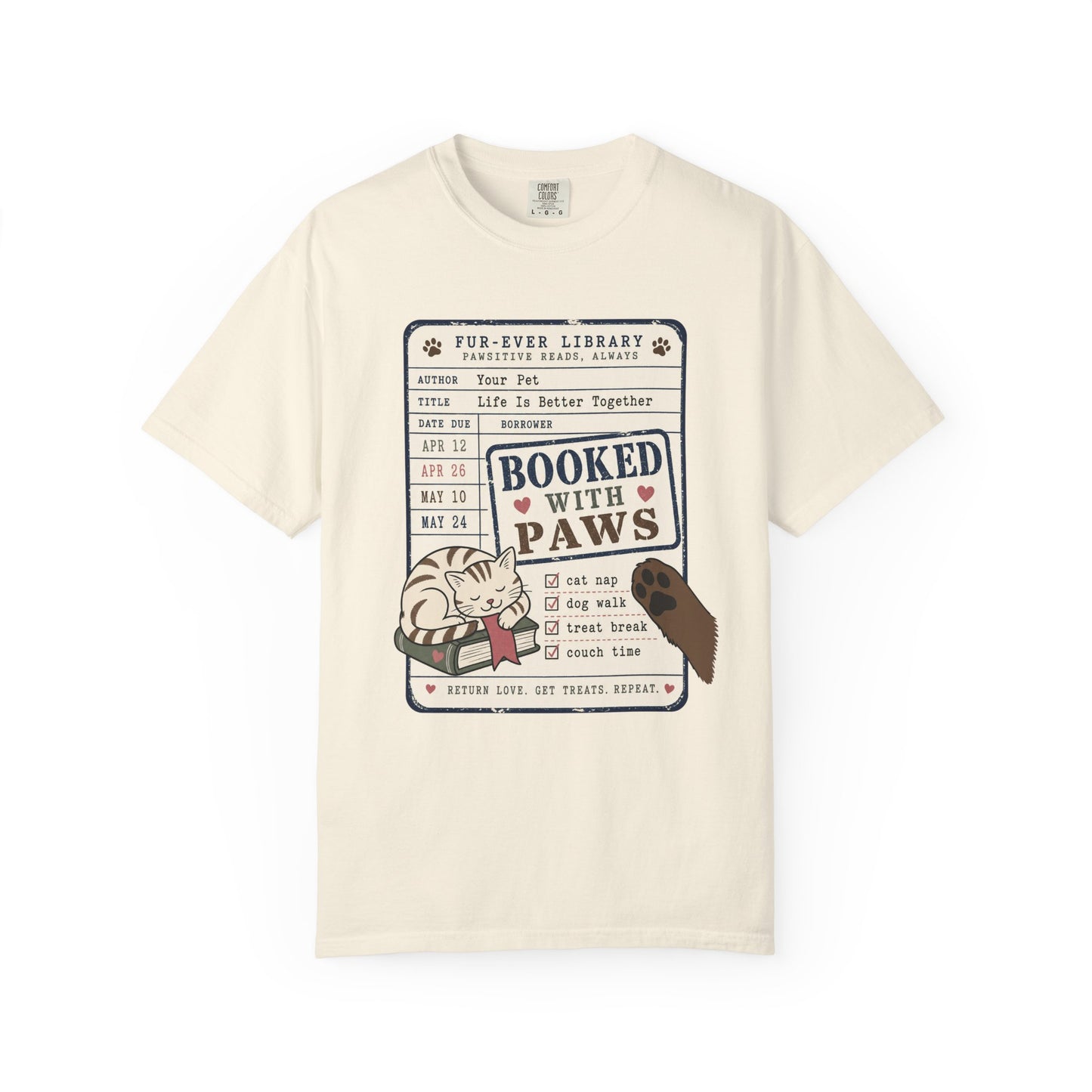 Booked With Paws Library Card Shirt - Cute Pet Lover T-Shirt
