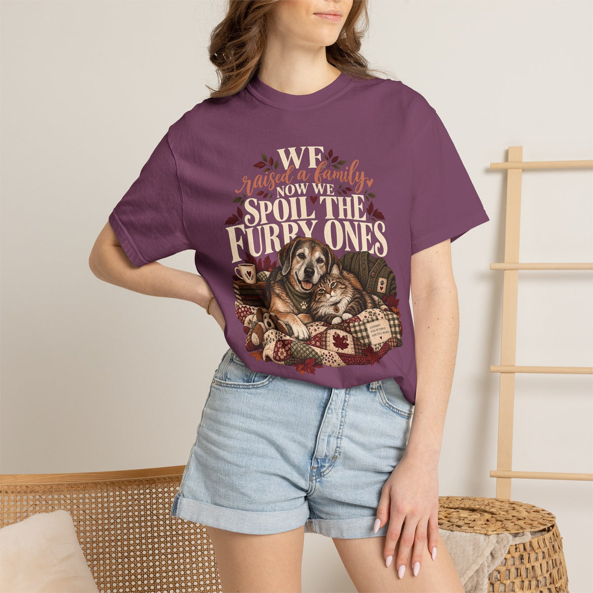 We Raised a Family Now We Spoil the Furry Ones T-Shirt – Dog & Cat Lover Tee