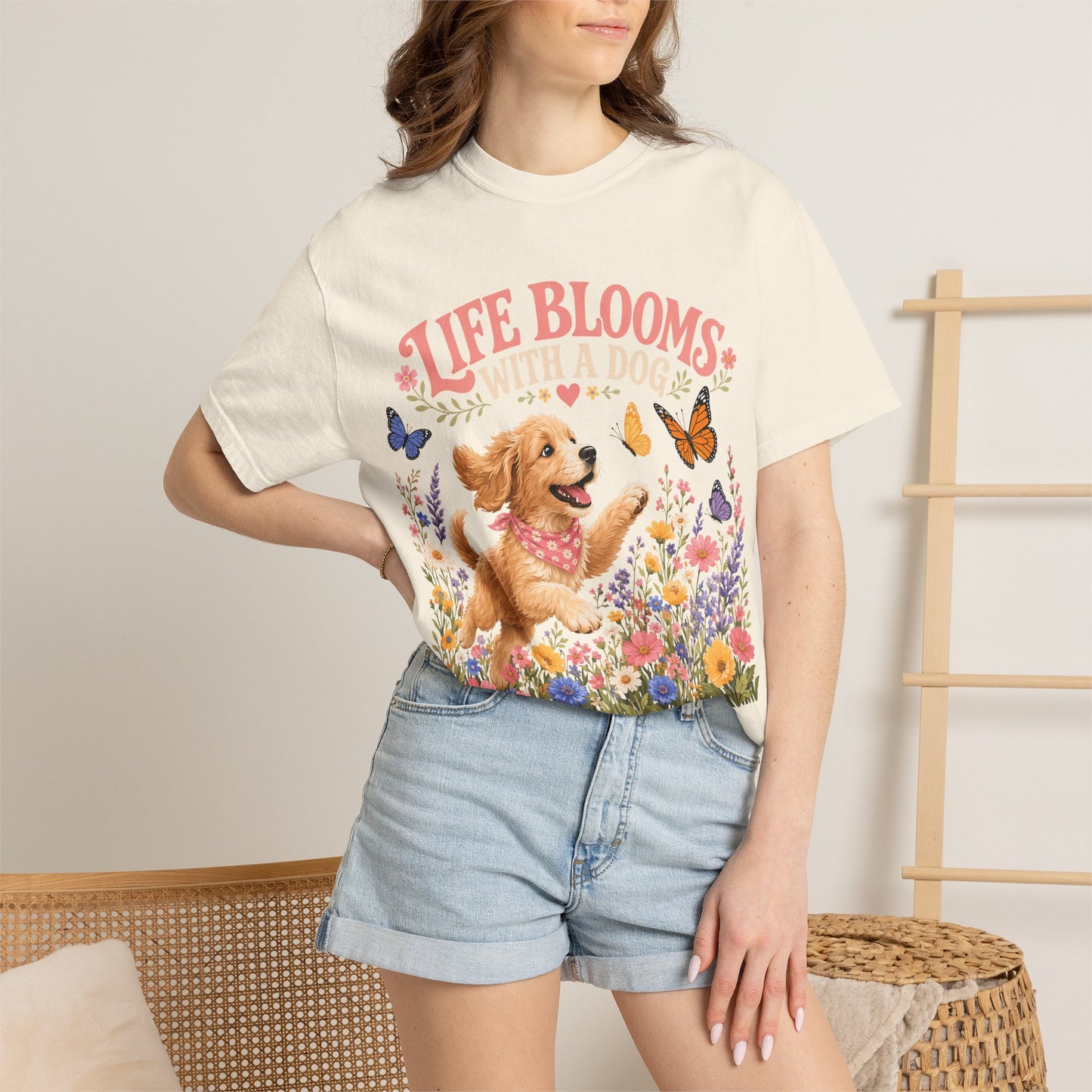 Life Blooms With a Dog — Cute Pet Lover T-Shirt