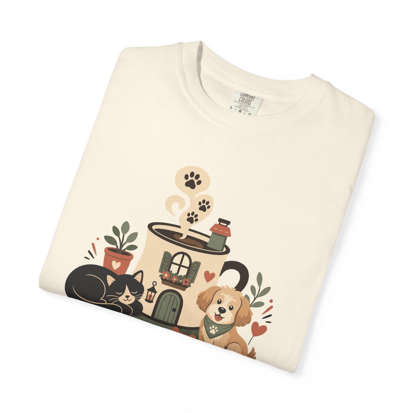 Cozy Caffeinated Covered in Fur  — Cute Pet Lover T-Shirt