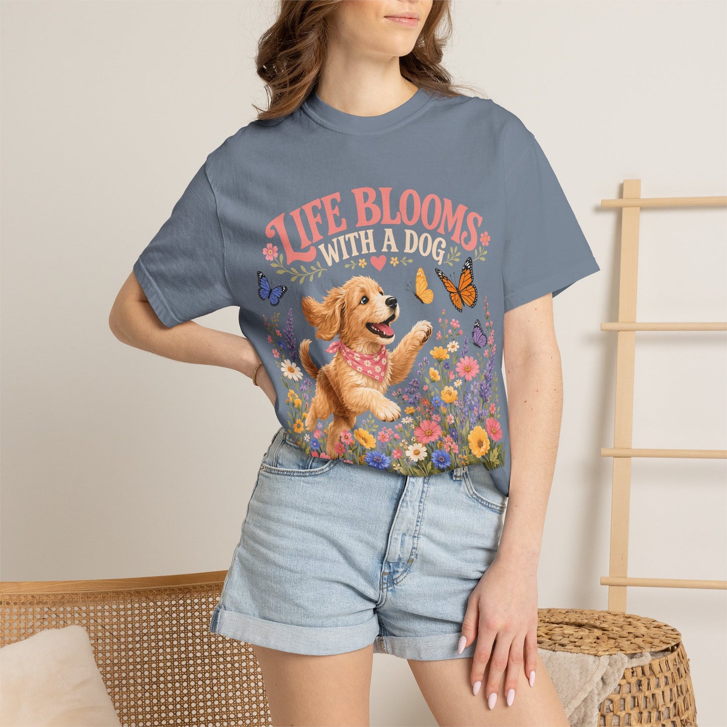 Life Blooms With a Dog — Cute Pet Lover T-Shirt