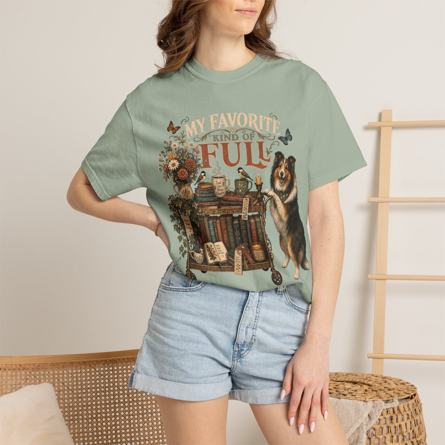My Favorite Kind of Full, Cozy Book Lover Dog Mom T-Shirt
