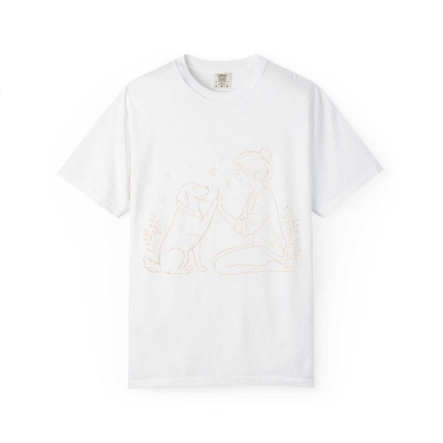 Minimalist Woman and Dog High Five - Cute Pet Lover T-Shirt