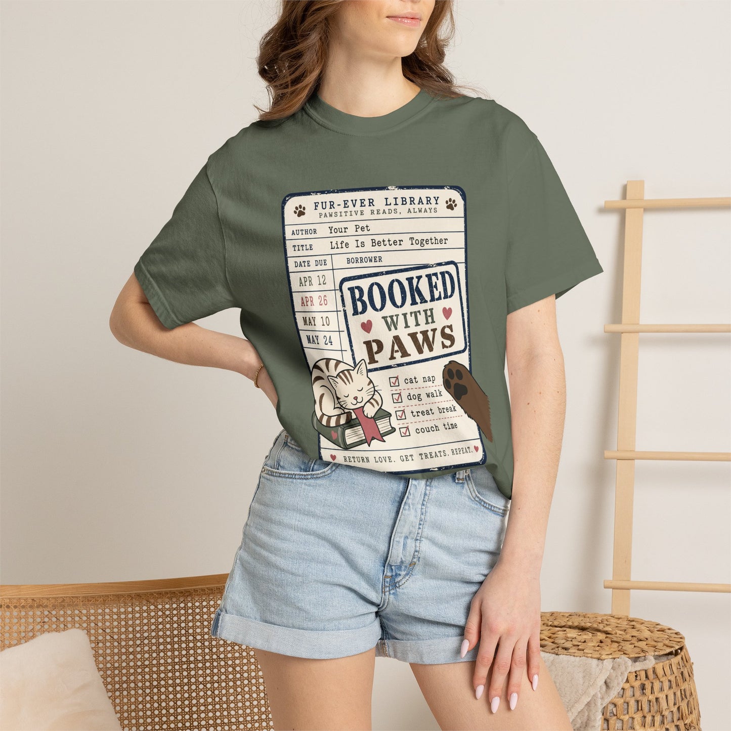 Booked With Paws Library Card Shirt - Cute Pet Lover T-Shirt